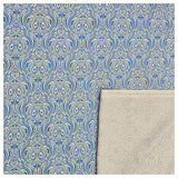 Baumwollsatin Siena Ornamente hellblau und weiß