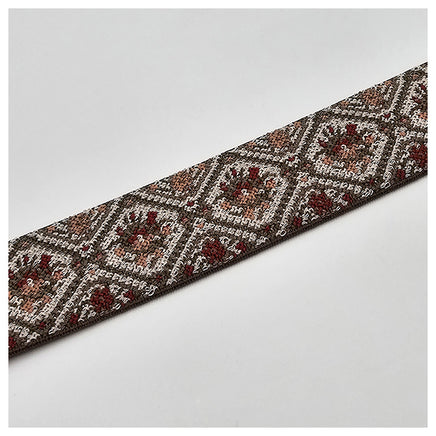 Elastic Band Jacquard olive, nude und weinrot 4cm