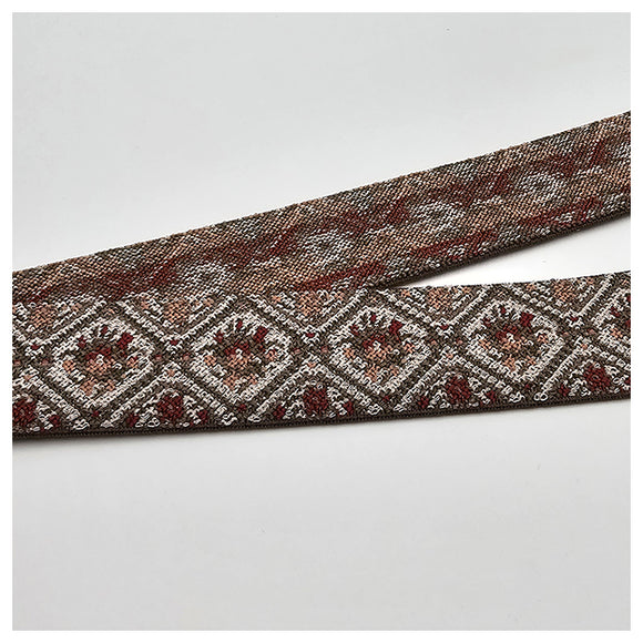 Elastic Band Jacquard olive, nude und weinrot 4cm