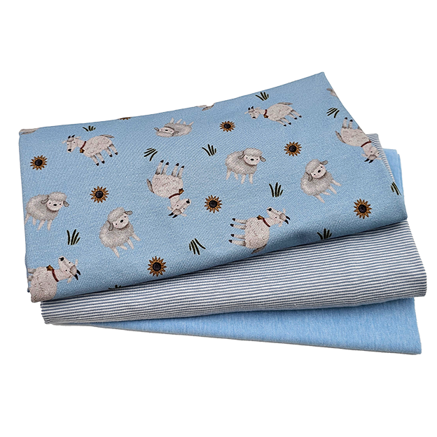 Stoffpaket Jersey Ziegen, Schafe und streifen mit Bündchen