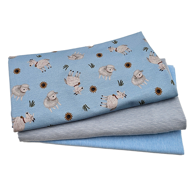 Stoffpaket Jersey Ziegen, Schafe und streifen mit Bündchen