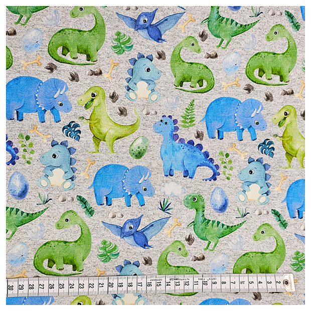 Jersey Dinosaurier hellgrau melange
