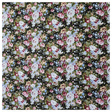 Baumwoll-Popelin Blumen hellblau, grün und rosa