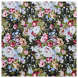 Baumwoll-Popelin Blumen hellblau, grün und rosa