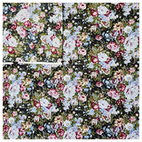 Baumwoll-Popelin Blumen hellblau, grün und rosa