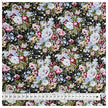 Baumwoll-Popelin Blumen hellblau, grün und rosa