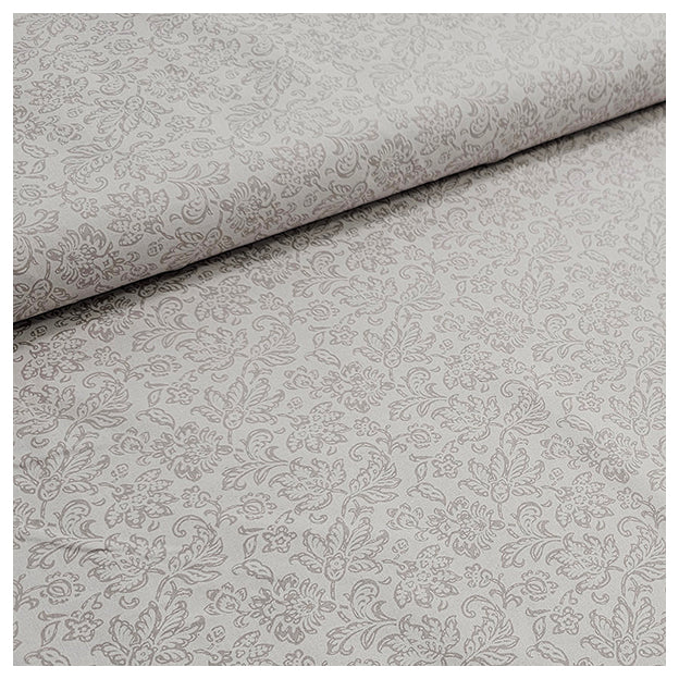 Baumwolle Blumen und Pflanzen beige mit braun