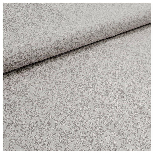 Baumwolle Blumen und Pflanzen beige mit braun