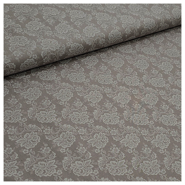 Baumwolle Blumen und Pflanzen braun mit beige