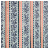 Baumwolle fein Blumen und Streifen blau mit beige