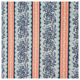 Baumwolle fein Blumen und Streifen blau mit beige