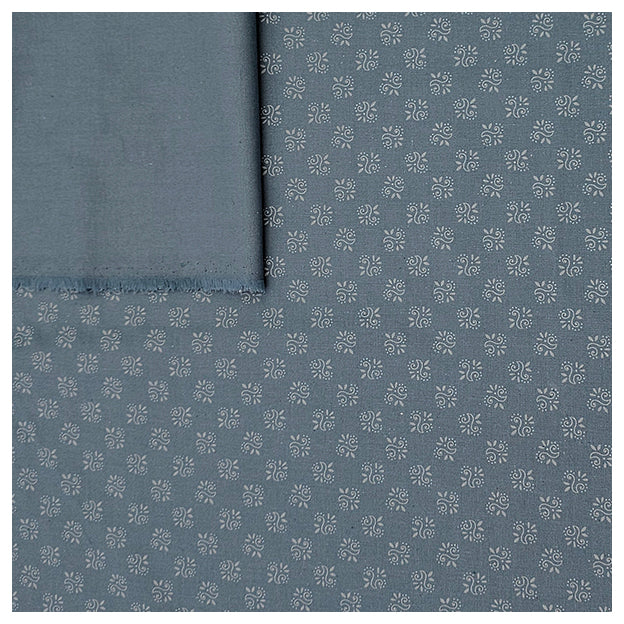 Baumwolle Blümchen blaugrau