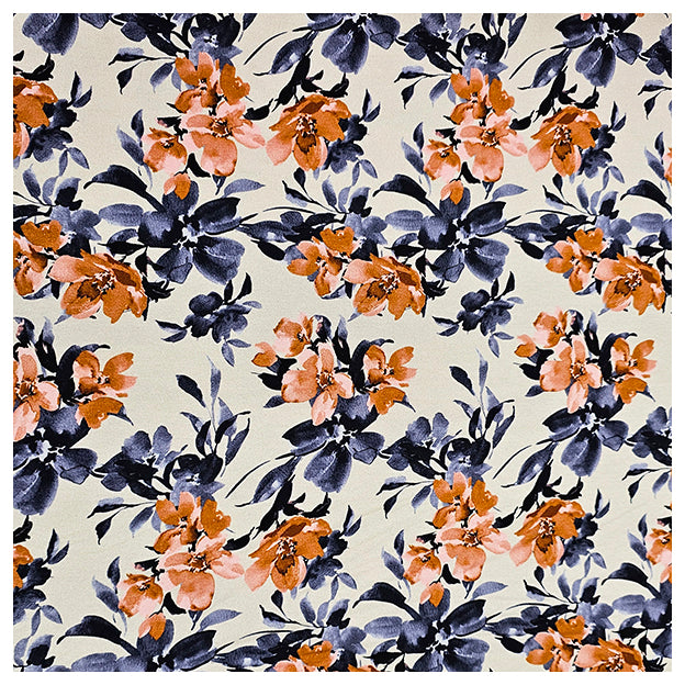 French Terry Digital Blumen ecru