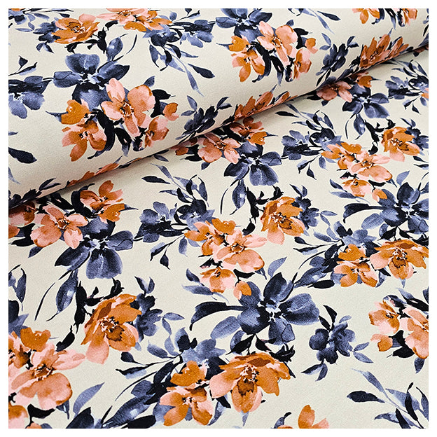 French Terry Digital Blumen ecru