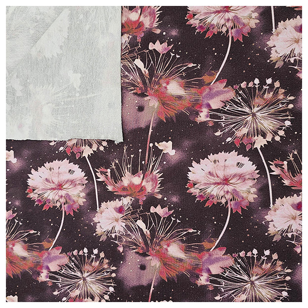 French Terry Digital Blumen weinrot