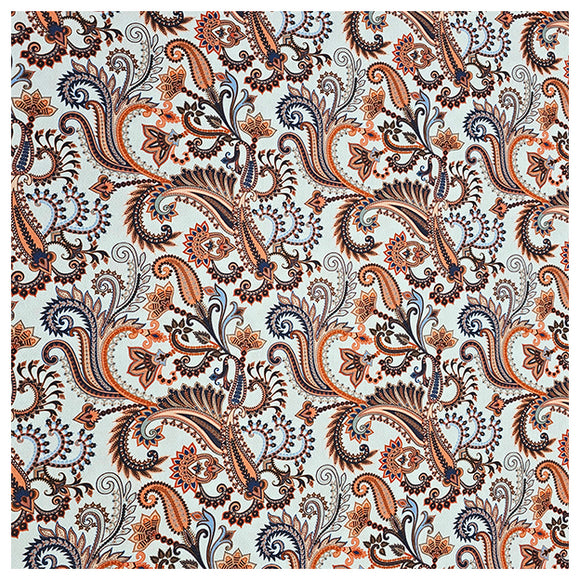 Baumwollsatin Siena paisley orange und blau