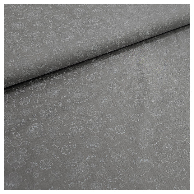 Baumwolle zarte Blumen Halbdruck in silbergrau