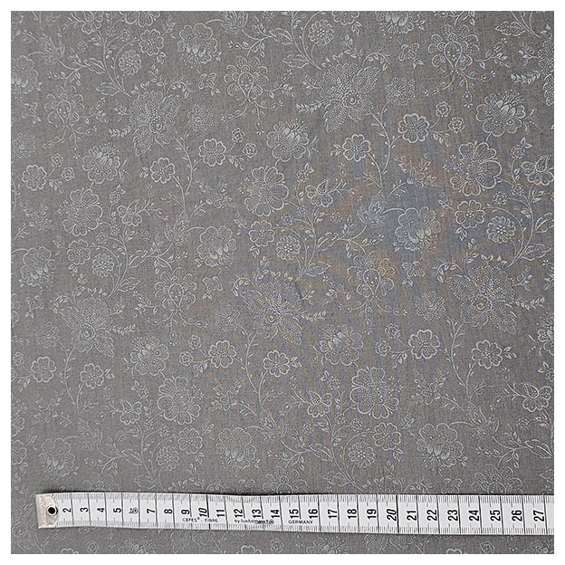 Baumwolle zarte Blumen Halbdruck in silbergrau
