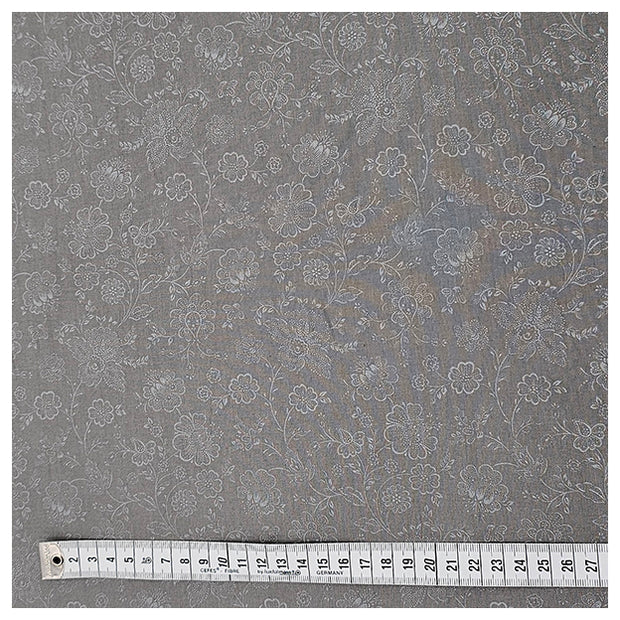 Baumwolle zarte Blumen Halbdruck in silbergrau