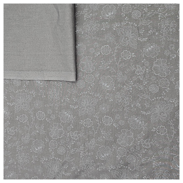 Baumwolle zarte Blumen Halbdruck in silbergrau