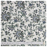 Baumwollsatin Siena Blumen grün und hellblau