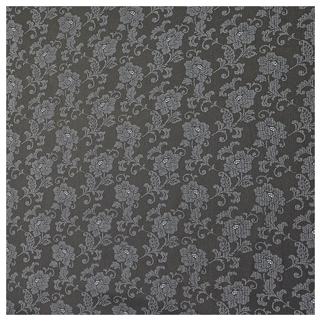 Baumwollsatin Blumen Halbdruck anthrazit und weiß