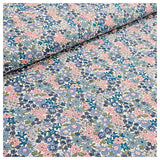 Baumwoll-Popelin Blumen blau, grün und rosa