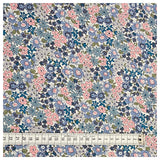 Baumwoll-Popelin Blumen blau, grün und rosa