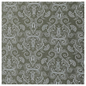 Baumwollsatin Halbdruck Ornamente jagdgrün und weiß