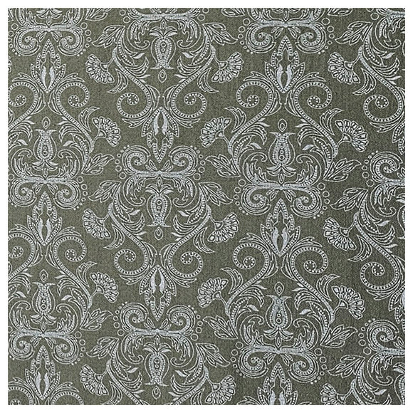 Baumwollsatin Halbdruck Ornamente jagdgrün und weiß