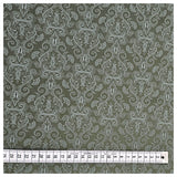 Baumwollsatin Halbdruck Ornamente jagdgrün und weiß