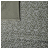 Baumwollsatin Halbdruck Ornamente jagdgrün und weiß