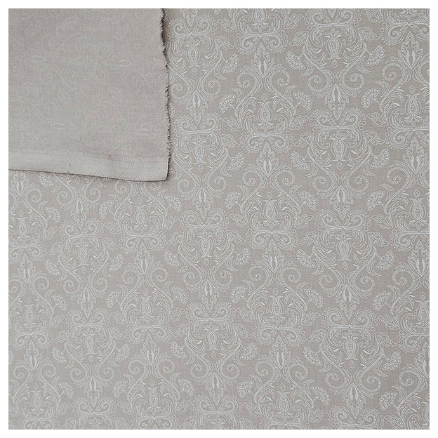 Baumwolle Halbdruck Ornamente beige und weiß