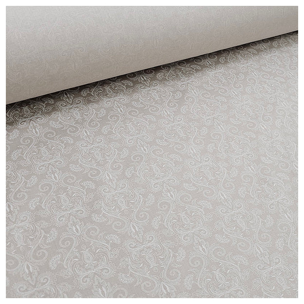 Baumwolle Halbdruck Ornamente beige und weiß