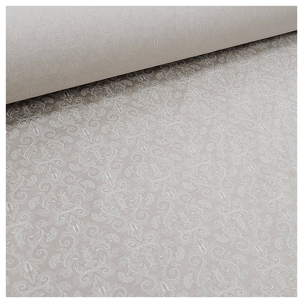 Baumwolle Halbdruck Ornamente beige und weiß