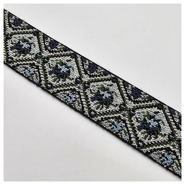 Elastic Band Jacquard grün, schwarz und hellblau 4cm