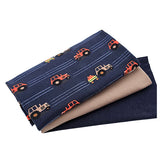 French Terry Stoffpaket Traktor blau und uni mit Bündchen