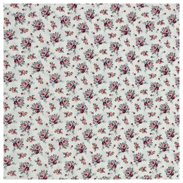 Baumwoll-Popelin Digital Blümchen rosa und blau