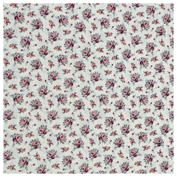 Baumwoll-Popelin Digital Blümchen rosa und blau