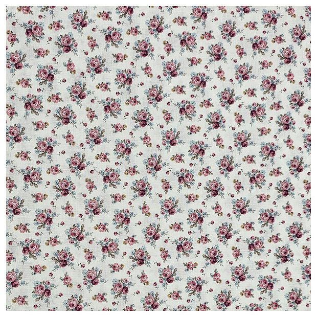 Baumwoll-Popelin Digital Blümchen rosa und blau