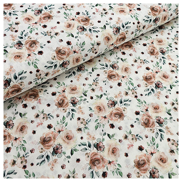 Baumwoll-Popelin Rosen beige Digital