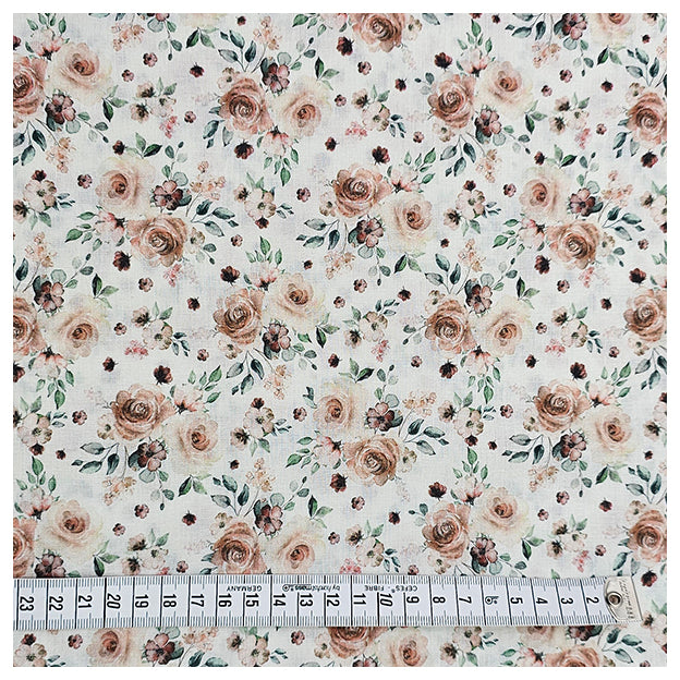 Baumwoll-Popelin Rosen beige Digital
