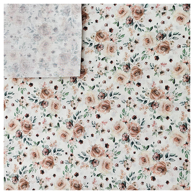 Baumwoll-Popelin Rosen beige Digital