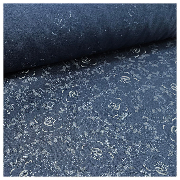 Baumwolle Blumen dunkelblau