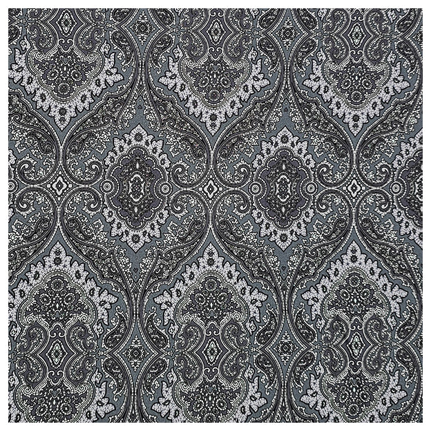 Baumwollsatin Siena große Ornamente blau