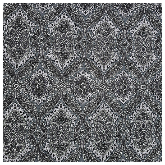 Baumwollsatin Siena große Ornamente blau