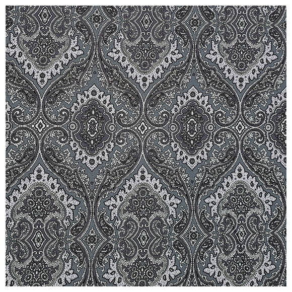 Baumwollsatin Siena große Ornamente blau