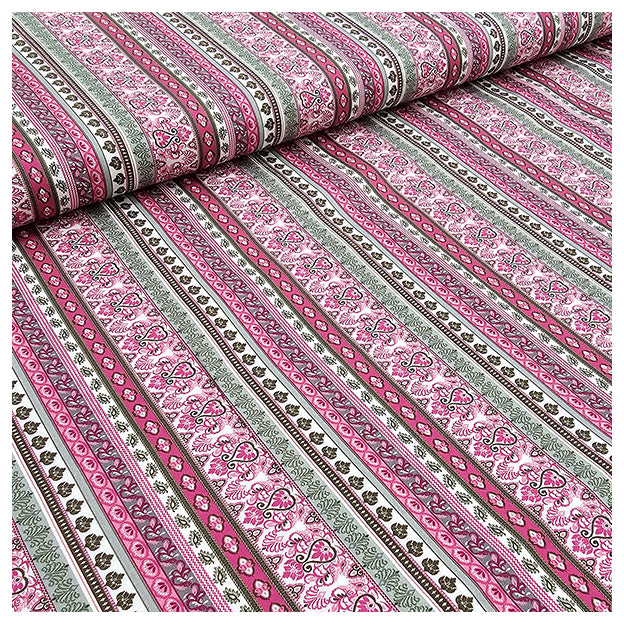 Baumwollsatin Siena Streifen rosa und mint