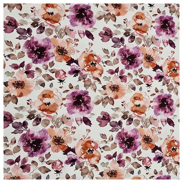 French Terry Digital Blumen wollweiß gebürstet