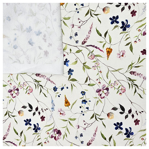 French Terry Digital Blumen wollweiß